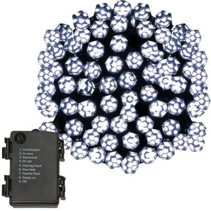 Instalatie lumini de exterior pentru gradina, 9 metri, 120 LED-uri forma cristal, cu baterii, alb Household NewTrend