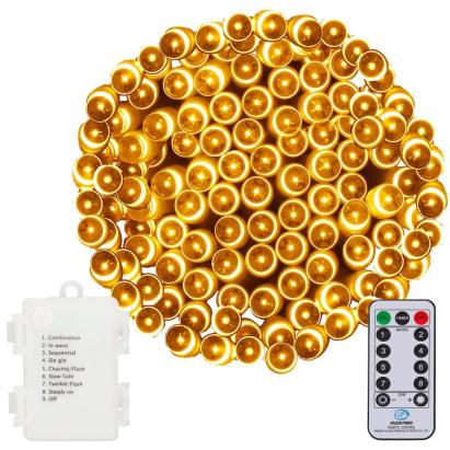 Instalatie lumini de exterior pentru gradina, 9 metri, 120 LED-uri, cu baterii, galben Household NewTrend