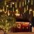 (DL) Instalatie de Craciun, 8 tuburi, 30cm, 144 LED, ploaie de meteoriti, galben Household NewTrend