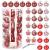 Set globuri de Craciun Inedit, 30 bucati, 7cm, transparente si rosu Household NewTrend