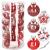 Set globuri de Craciun Inedit, 30 bucati, 7cm, transparente si rosu Household NewTrend