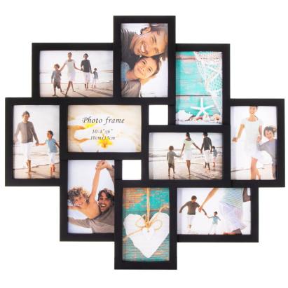 Rama foto de perete, colaj de 10 fotografii, 48x53cm, negru Household NewTrend