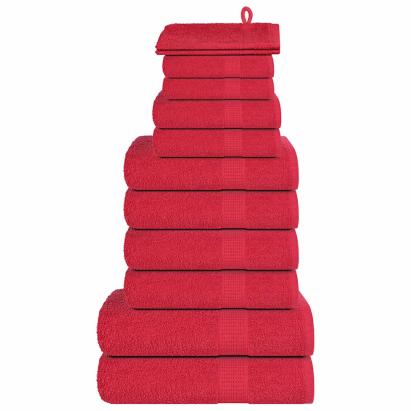 Set prosoape 12 piese rosu 360 g/m² 100% bumbac GartenMobel Dekor