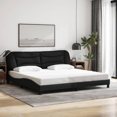 Cadru de pat fără saltea, negru, 200x200 cm, textil GartenMobel Dekor