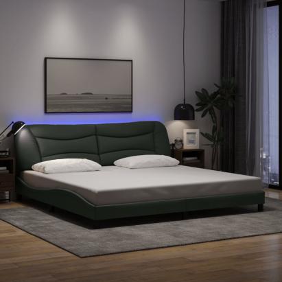 Cadru de pat cu LED fără saltea Gri închis 200x200 cm Material GartenMobel Dekor