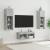 Comode TV de perete cu lumini LED, 4 piese, gri beton GartenMobel Dekor