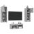Comode TV de perete cu lumini LED, 4 piese, gri beton GartenMobel Dekor