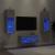 Comode TV de perete cu lumini LED, 4 piese, gri beton GartenMobel Dekor
