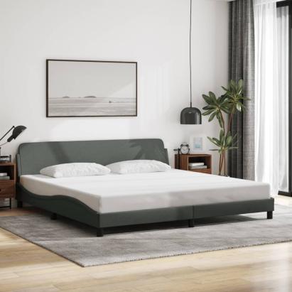 Cadru de pat fără saltea, gri închis, 200x200 cm, textil GartenMobel Dekor