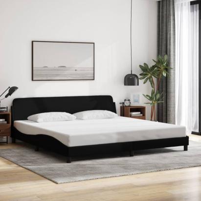 Cadru de pat fără saltea, negru, 200x200 cm, textil GartenMobel Dekor