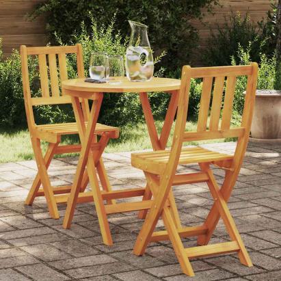 Set bistro 3 pcs Maro lemn masiv de acacia GartenMobel Dekor