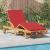 Lounger de soare pliabil cu roți și perne roșii, fabricat din lemn masiv de acacia. GartenMobel Dekor