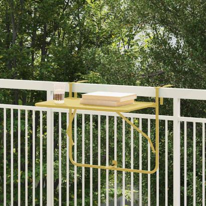 Masă Suspendată pentru Balcon Auriu 60 x 39 x 65 cm Oțel GartenMobel Dekor