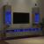 Comode TV cu lumini LED, 2 buc., gri beton, 30,5x30x90 cm GartenMobel Dekor