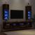 Comode TV cu lumini LED, 2 buc., stejar fumuriu, 30,5x30x90 cm GartenMobel Dekor