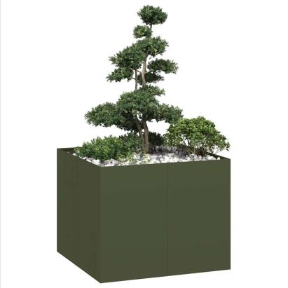Jardinieră verde măsline 100x100x80 cm oțel GartenMobel Dekor