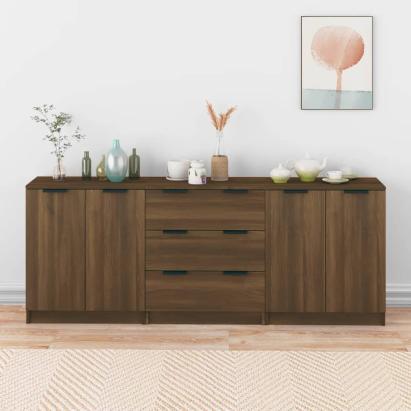 Servante, 3 piese, stejar maro, lemn prelucrat GartenMobel Dekor