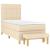 Pat box spring cu saltea, crem, 80x200 cm, textil GartenMobel Dekor