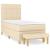 Pat box spring cu saltea, crem, 100x200 cm, textil GartenMobel Dekor