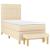 Pat box spring cu saltea, crem, 100x200 cm, textil GartenMobel Dekor