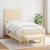 Pat box spring cu saltea, crem, 100x200 cm, textil GartenMobel Dekor