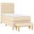 Pat box spring cu saltea, crem, 100x200 cm, textil GartenMobel Dekor