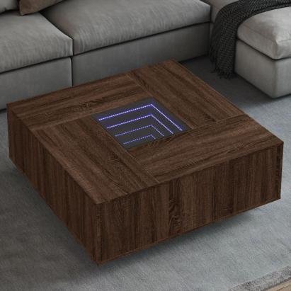 Măsuță de cafea cu LED infinity, stejar maro, 100x100x40 cm GartenMobel Dekor