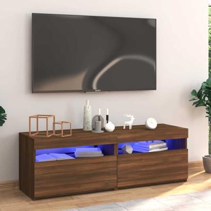 Comodă TV cu lumini LED, stejar maro, 120x35x40 cm GartenMobel Dekor