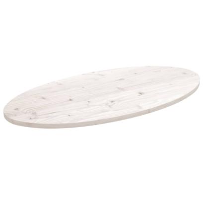 Blat de masă, alb, 100x50x2,5 cm, lemn masiv de pin, oval GartenMobel Dekor