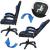 Scaun birou pentru gaming, ergonomic, suport lombar si tetiera, 114-123x55x50 cm, negru si albastru Household NewTrend
