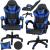 Scaun birou pentru gaming, ergonomic, suport lombar si tetiera, 114-123x55x50 cm, negru si albastru Household NewTrend