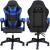 Scaun birou pentru gaming, ergonomic, suport lombar si tetiera, 114-123x55x50 cm, negru si albastru Household NewTrend