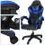 Scaun birou pentru gaming, ergonomic, suport lombar si tetiera, 114-123x55x50 cm, negru si albastru Household NewTrend