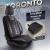 Set Huse Scaune Auto Panda Toronto, tip Alcantara, cu fermoare pentru bancheta rabatabila, negru cu cusatura rosie, 11 piese Automobile ProTravel