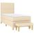 Pat box spring cu saltea, crem, 90x190 cm, textil GartenMobel Dekor