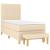 Pat box spring cu saltea, crem, 90x190 cm, textil GartenMobel Dekor