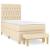 Pat box spring cu saltea, crem, 90x200 cm, textil GartenMobel Dekor