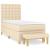 Pat box spring cu saltea, crem, 90x190 cm, textil GartenMobel Dekor