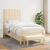 Pat box spring cu saltea, crem, 90x190 cm, textil GartenMobel Dekor