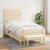 Pat box spring cu saltea, crem, 90x200 cm, textil GartenMobel Dekor