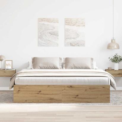 Cadru pat fără saltea Stejar Artisan 180x200cm Lemn prelucrat GartenMobel Dekor