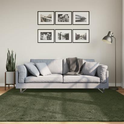 Covor HUARTE, fir scurt moale și lavabil verde pădure 200x200cm GartenMobel Dekor