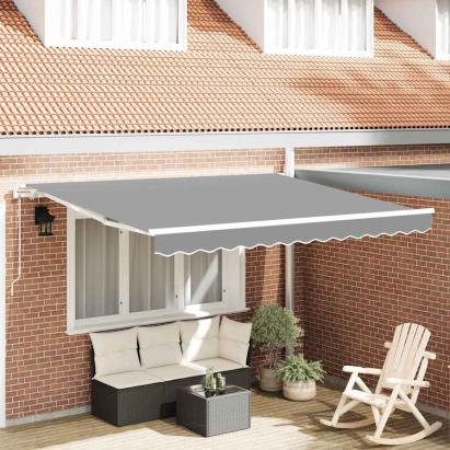 Copertină Manual Alb 3,5 x 2,5 m Metal GartenMobel Dekor
