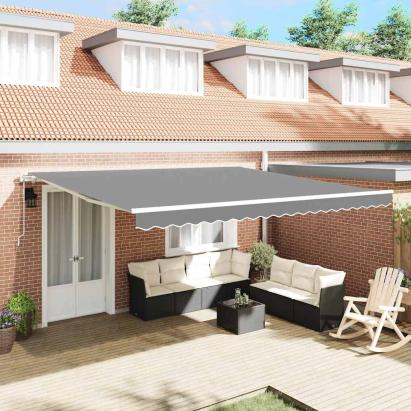 Copertină Manual Alb 5 × 3,5 m Metal GartenMobel Dekor