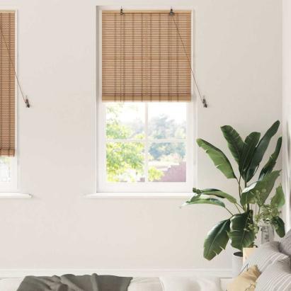 Rulou textil cu perdele Manual Maro deschis 80 x 220 cm Bambus GartenMobel Dekor