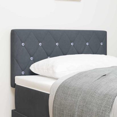 Tăblie din Catifea Argyle cu headboard Gri închis 80 cm Catifea GartenMobel Dekor