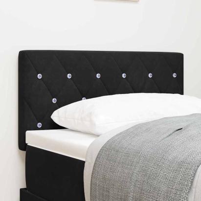 Tăblie din Catifea Argyle cu headboard Negru 80 cm Catifea GartenMobel Dekor