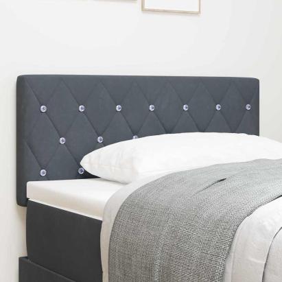Tăblie din Catifea Argyle cu headboard Gri închis 90 cm Catifea GartenMobel Dekor