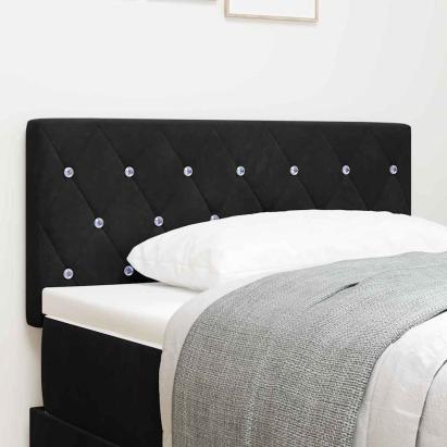 Tăblie din Catifea Argyle cu headboard Negru 90 cm Catifea GartenMobel Dekor
