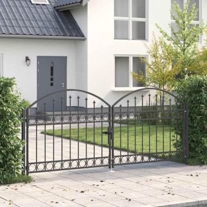 Poartă de Gard Altele Gri 300 x 125 cm Oțel GartenMobel Dekor